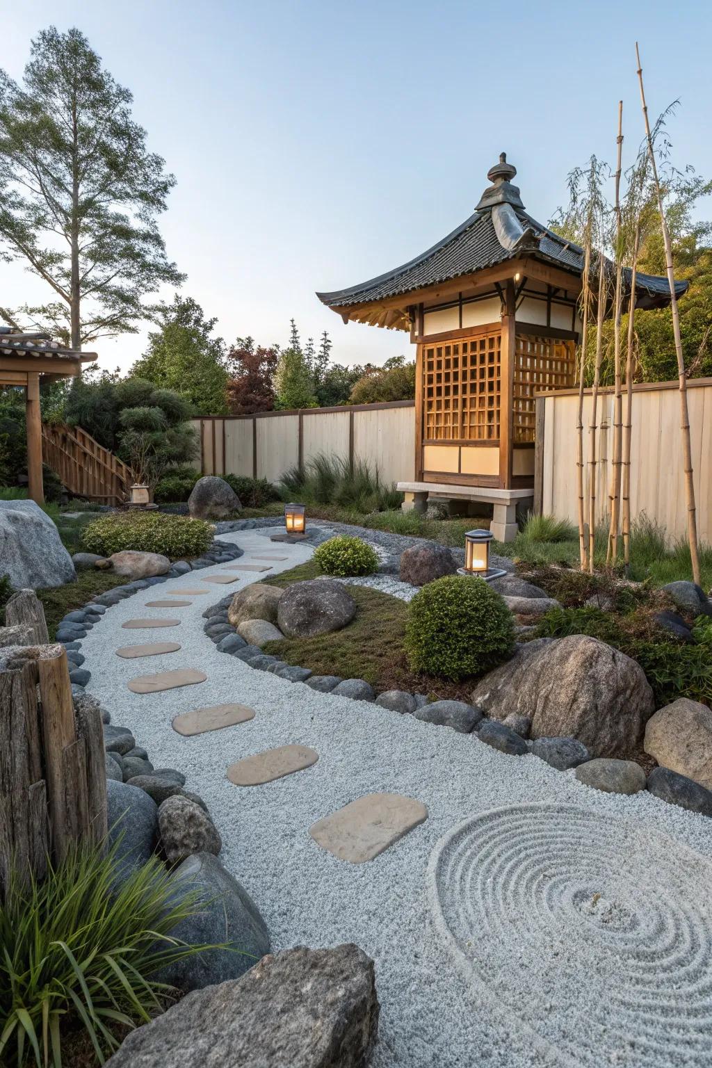 A tranquil Japanese-style rock garden space