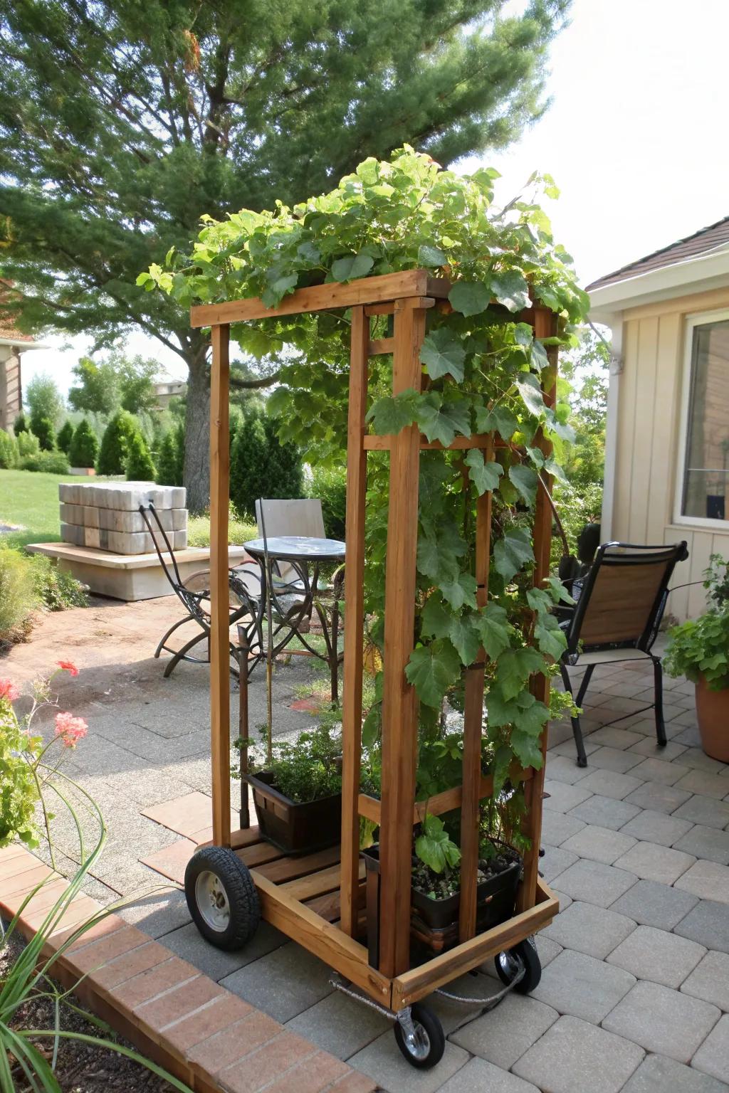 A versatile portable arbor for flexible garden arrangements.