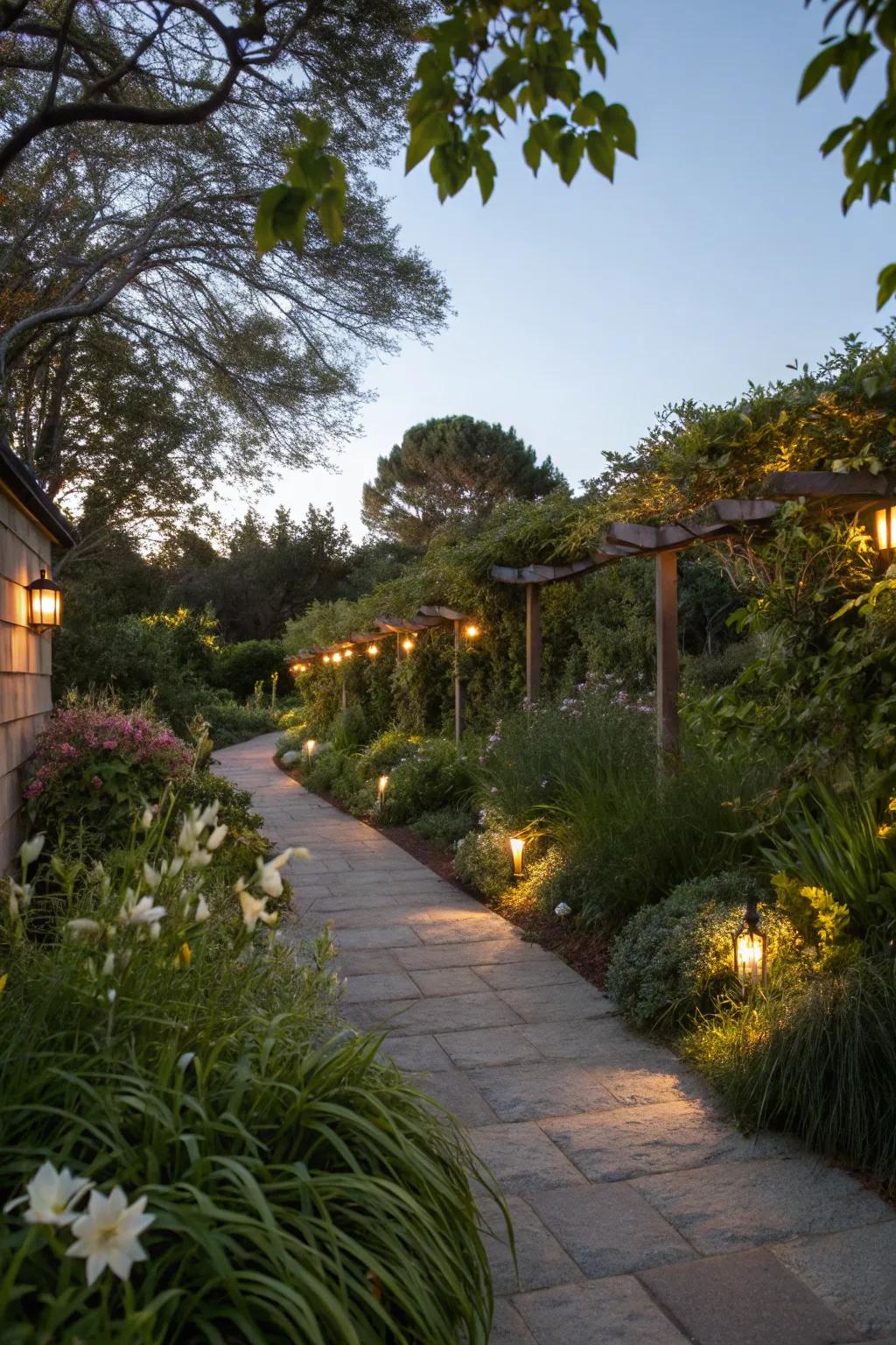 Subtle hidden garden lights.
