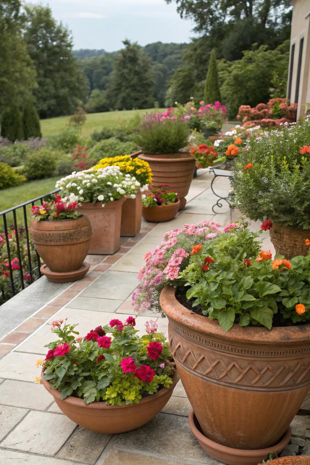 Terracotta pots offer a timeless charm to any garden.