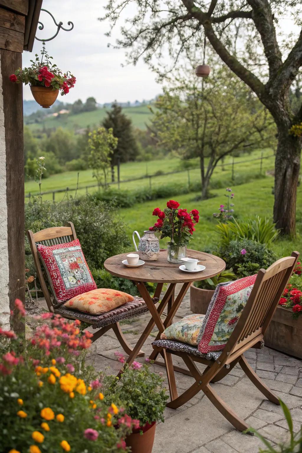 A cozy seating area is perfect for relaxing in your garden.