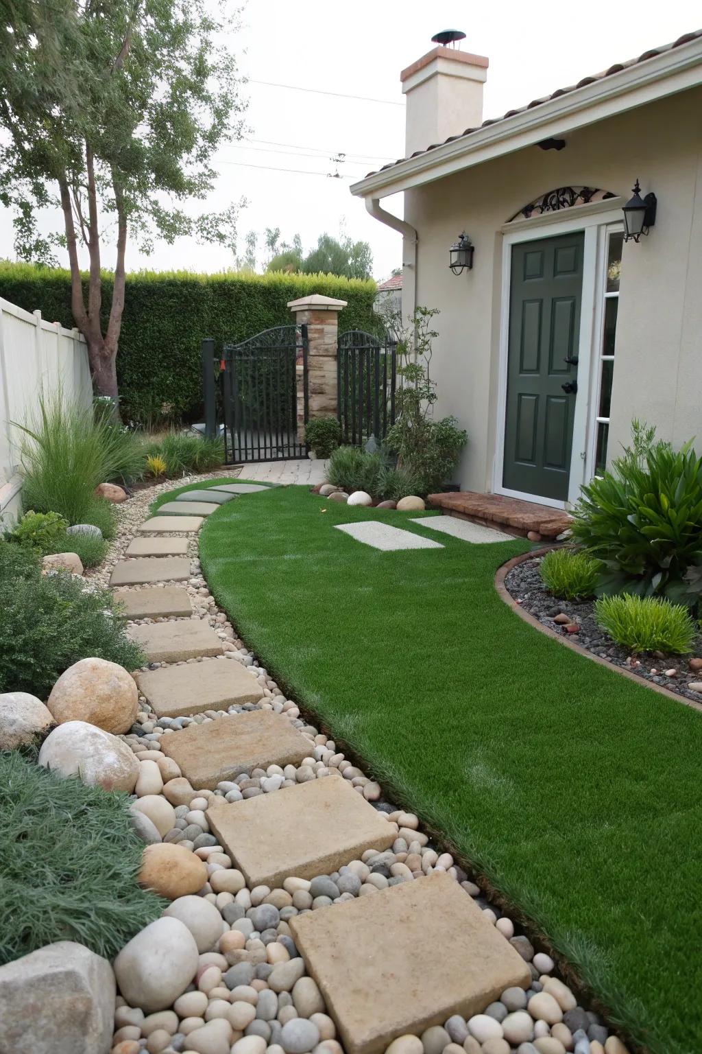 A pristine front garden with the elegance of artificial grass.