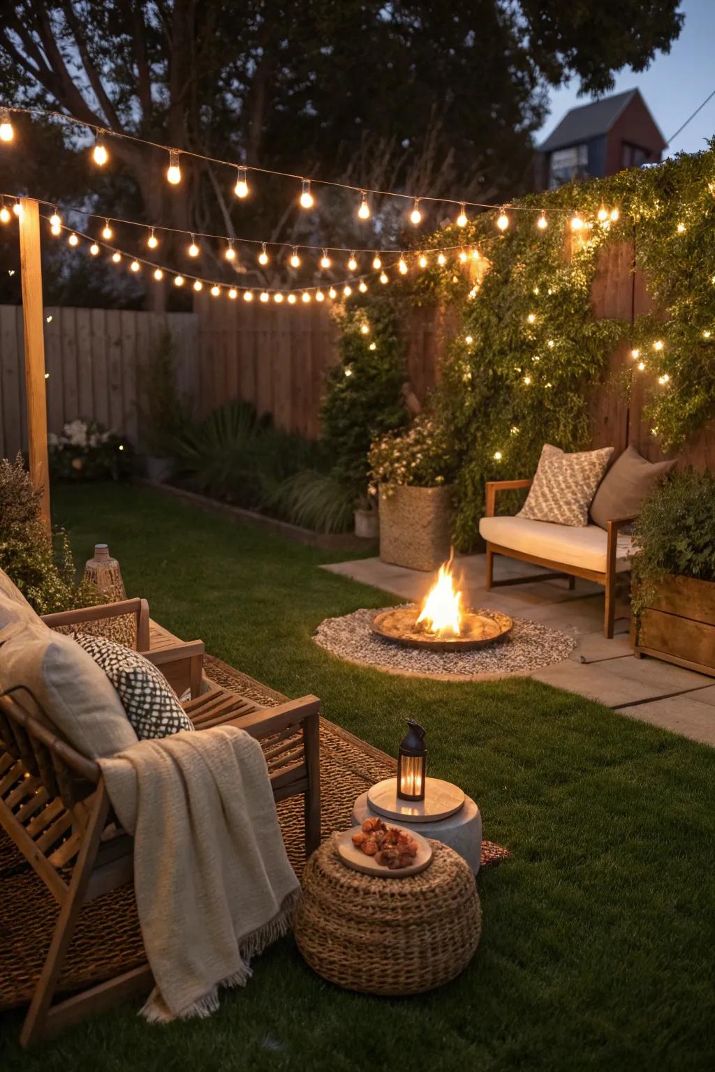 Unwind in a cozy garden retreat with lush artificial grass.