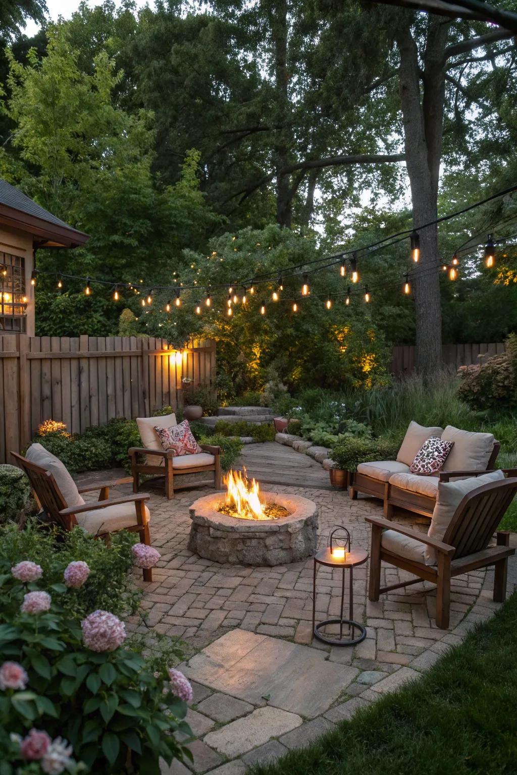 Backyard fire pit serving as a centerpiece for social evenings.