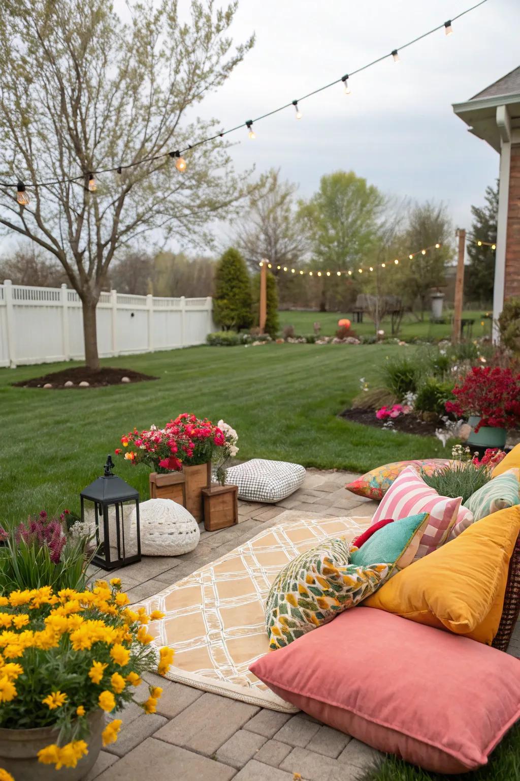 Seasonal accents refresh the look of your medium backyard.