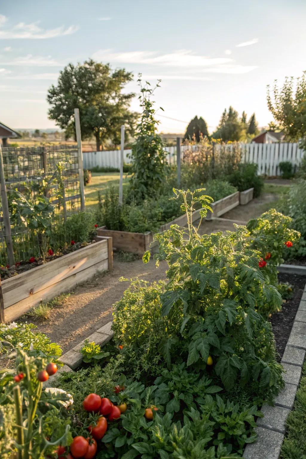 Bountiful vegetable garden flourishing in a backyard.