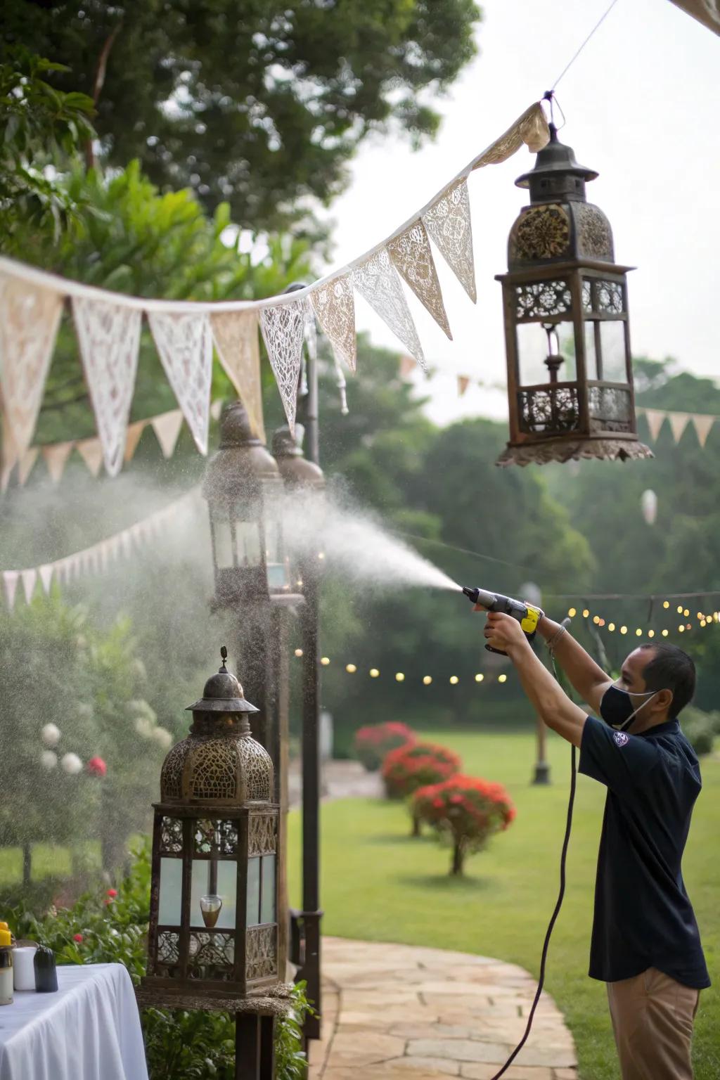 Protective coatings preserving outdoor Thanksgiving decor.