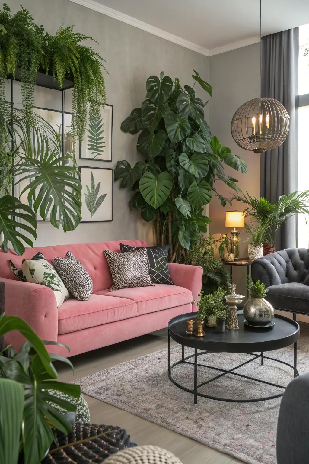 Lush greenery breathes freshness into refined palettes.