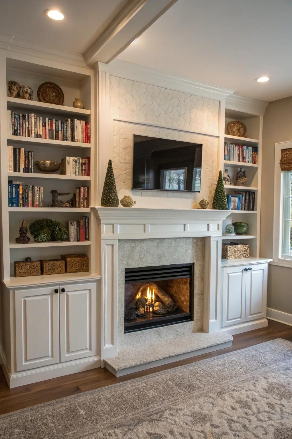 Hidden storage solutions blend utility and style seamlessly.