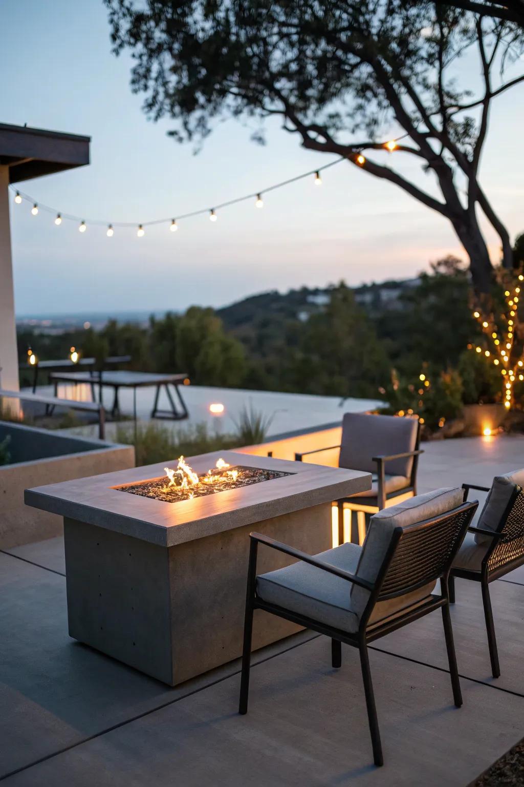Contemporary fire table adding elegance to outdoor space