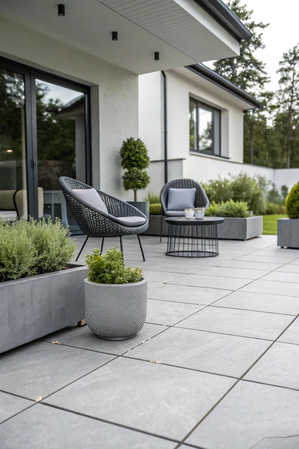 Monochrome tiles delivering a striking unified effect.