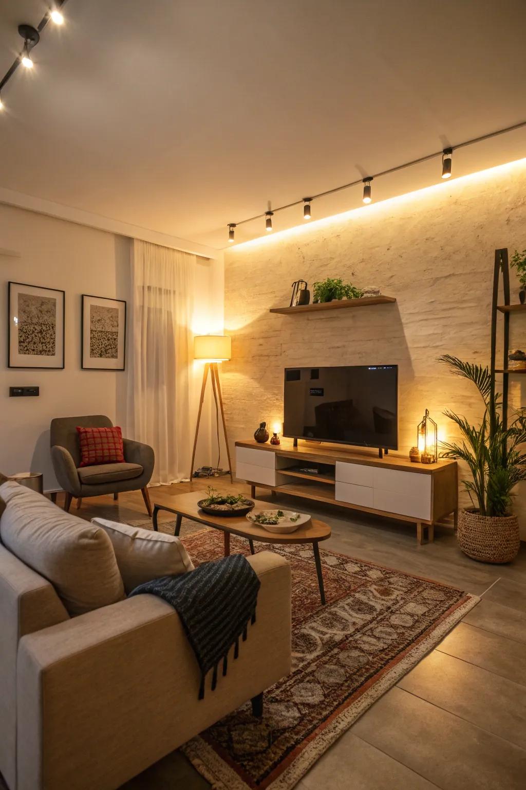 Warm lights create a comforting atmosphere.