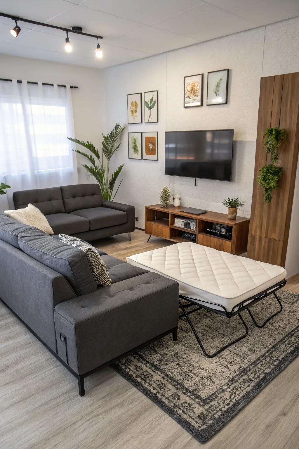 Versatile furniture enhances living space practicality.