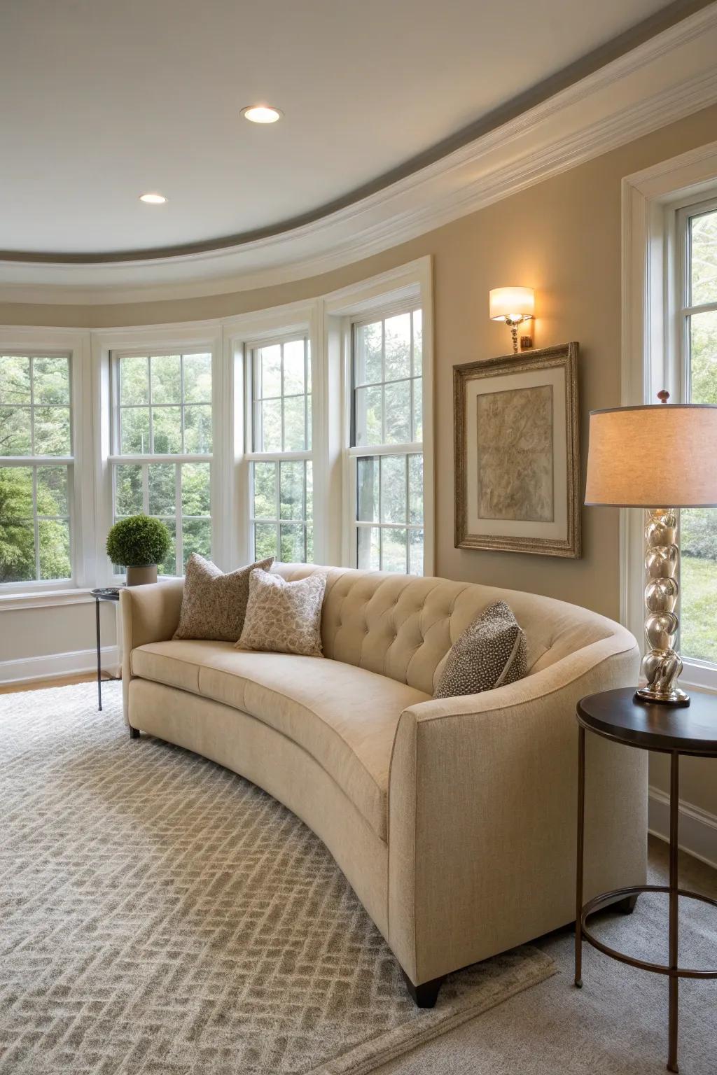 Rounded furniture improves room flow.