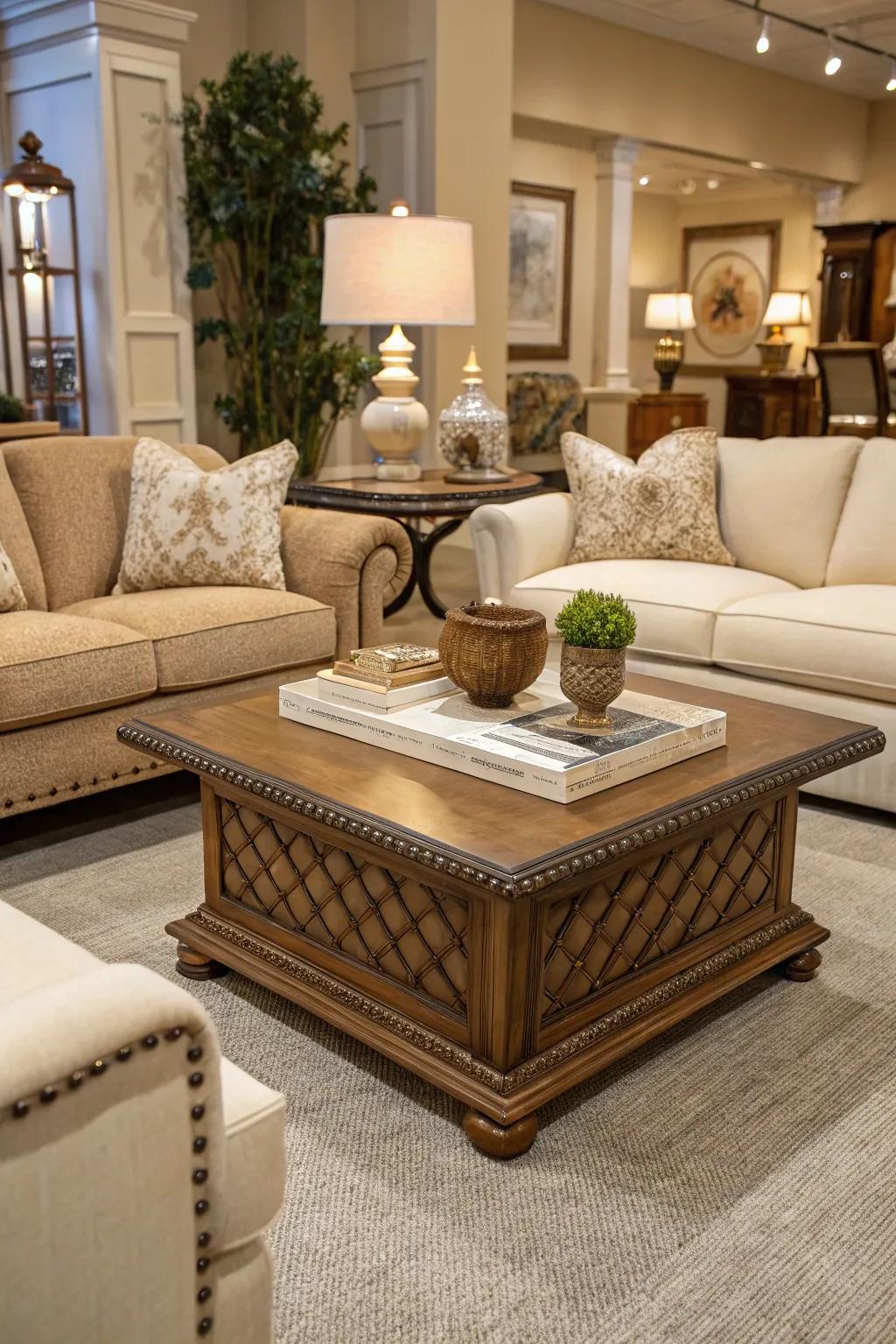 Dramatic contrasts energize neutral shades.