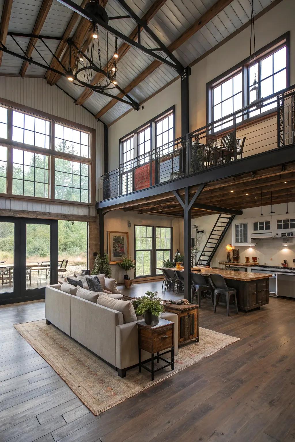 Loft areas provide flexibility and expand usable living space.