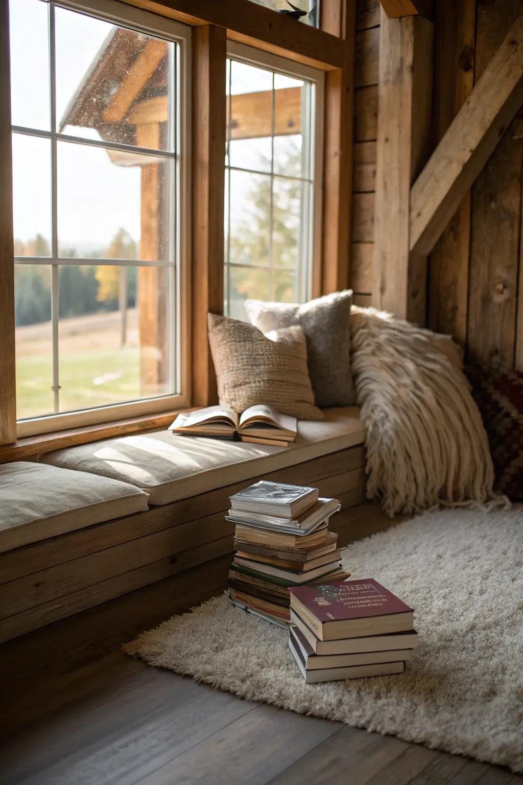 Comfortable reading nooks offer quiet corners to unwind.