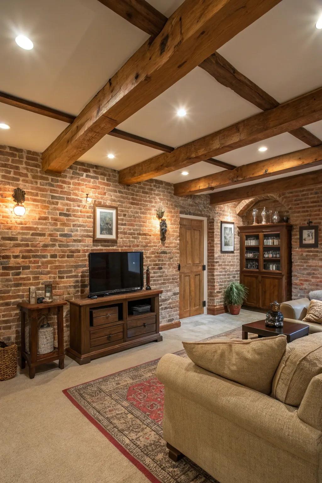Family room spotlighting charming architectural details.