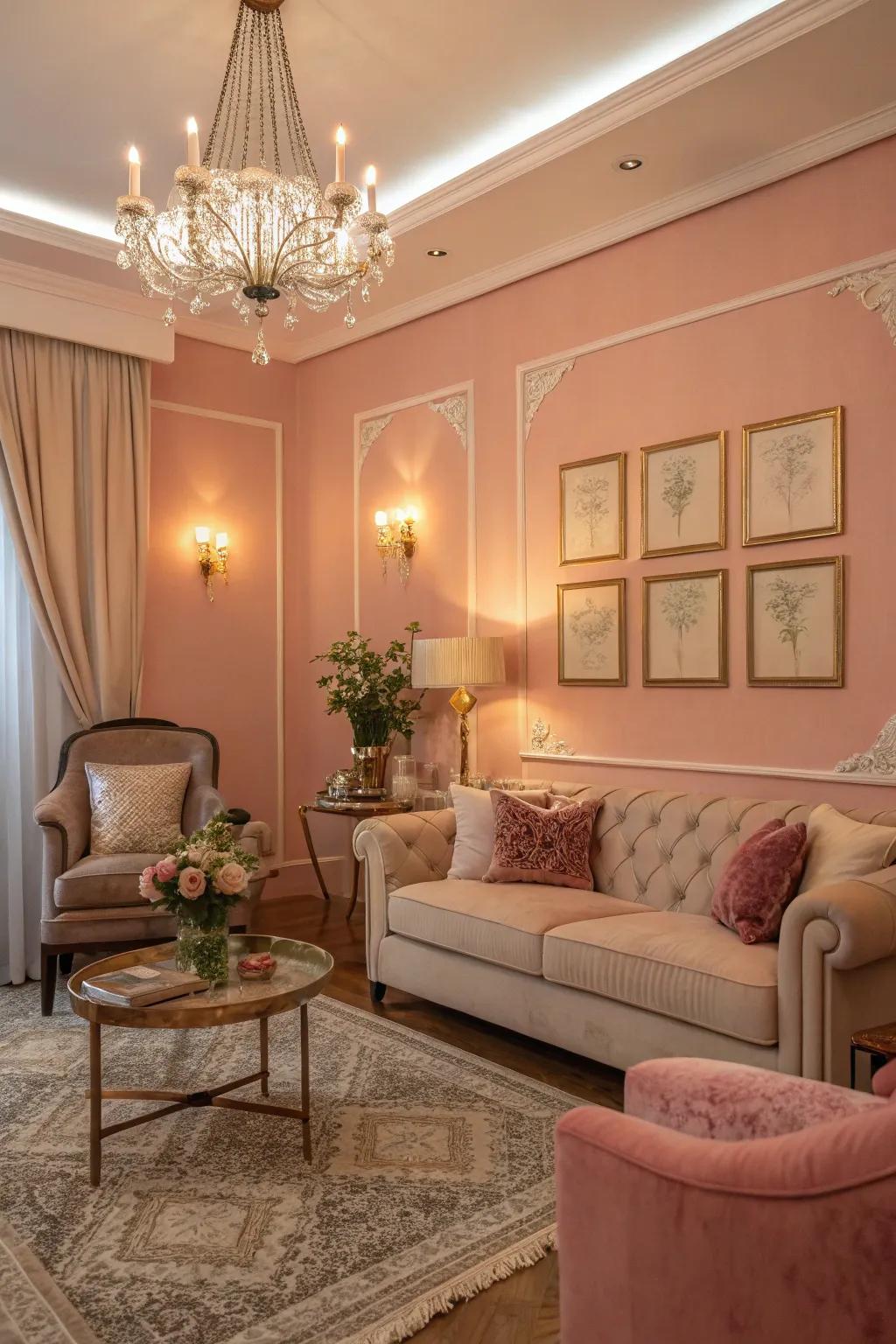 Whispery pinks evoke calm and charm.