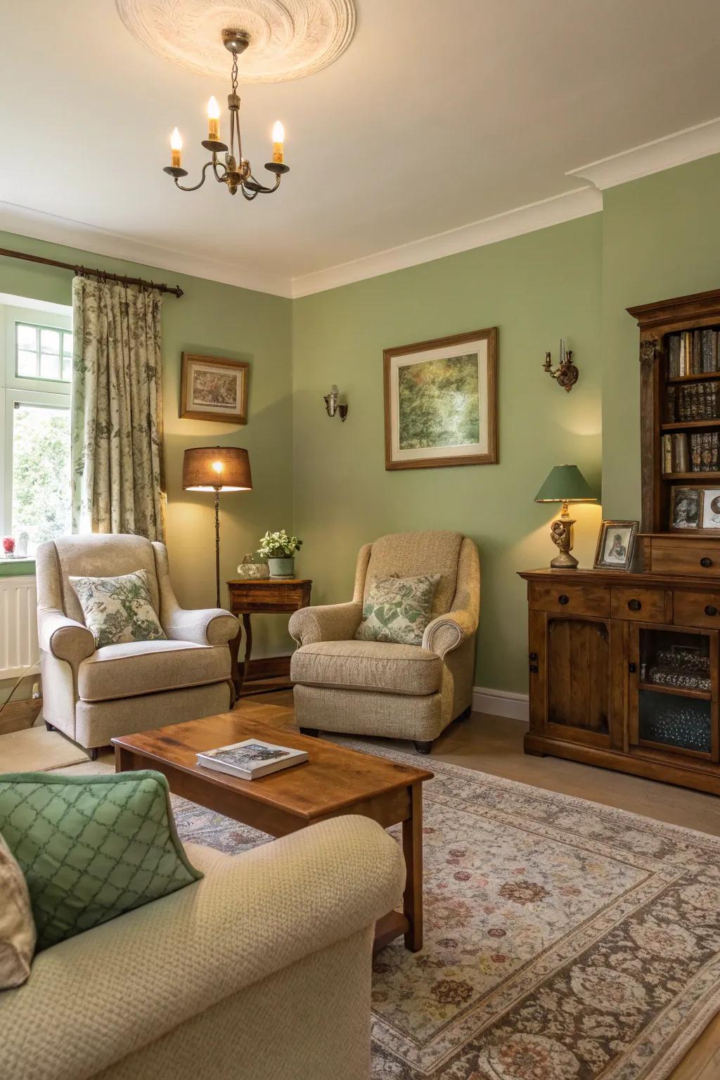Sage green evokes timeless elegance.