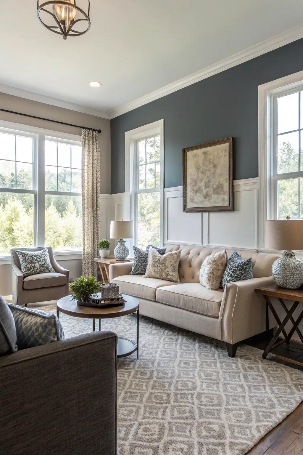 Dual-toned walls add visual diversity and structure.