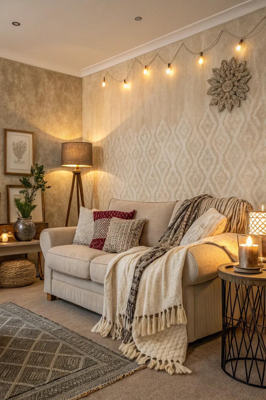 Textured walls increase warmth and depth.