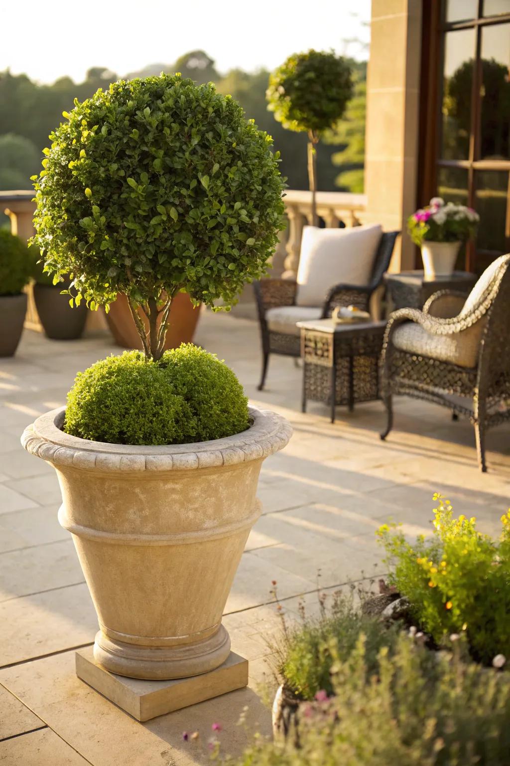 Bring topiary to small spaces with container planting.