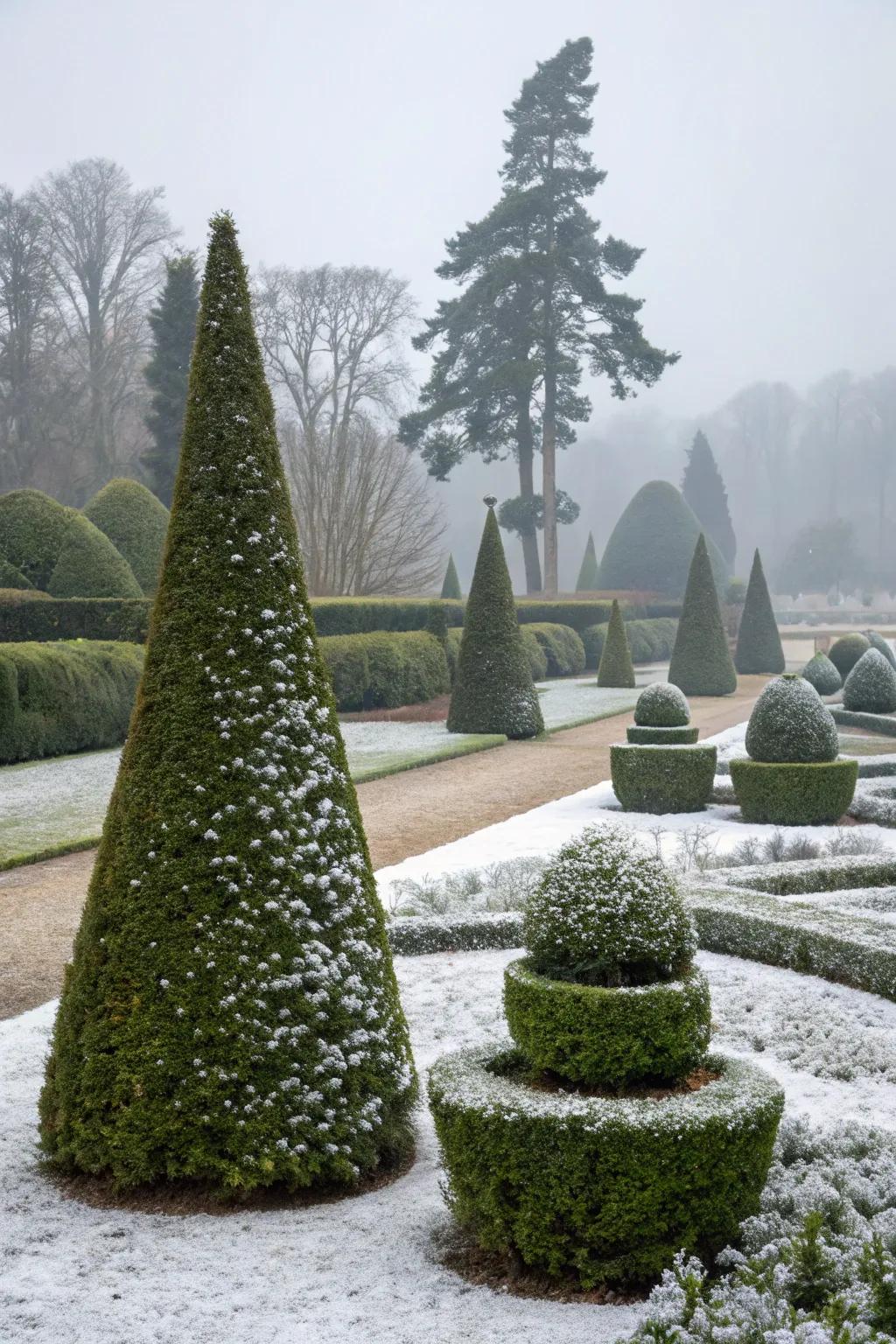 Enjoy topiary beauty throughout the seasons.