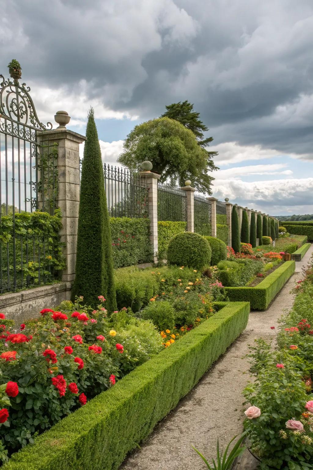 Combine privacy and artistry with a topiary fence.