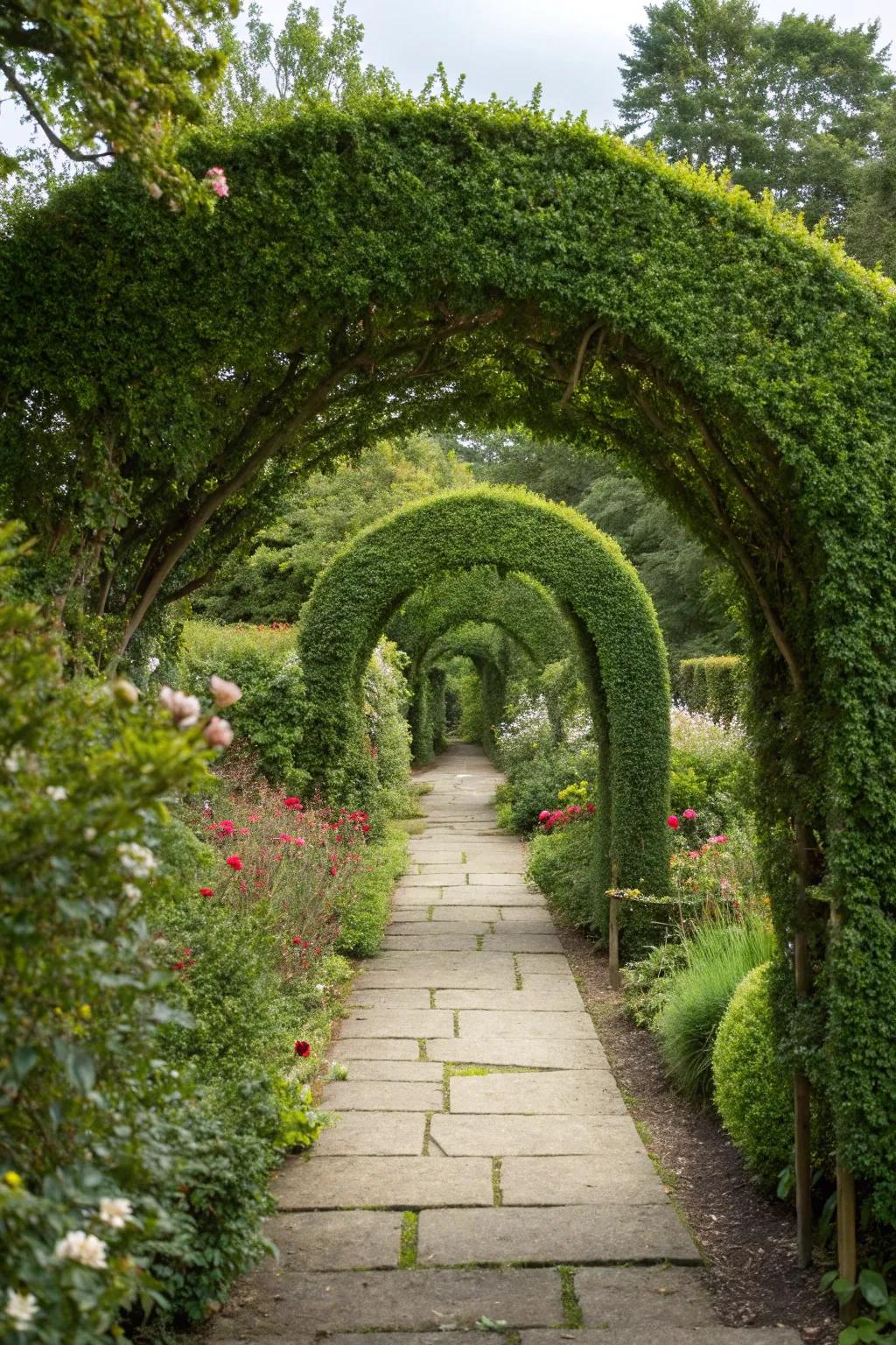 Welcome guests with a grand topiary arch.