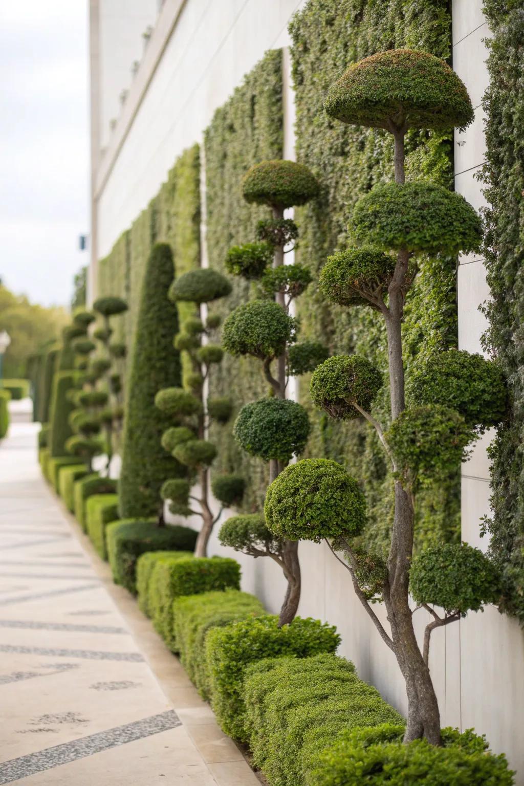 Decorate walls with living topiary art.