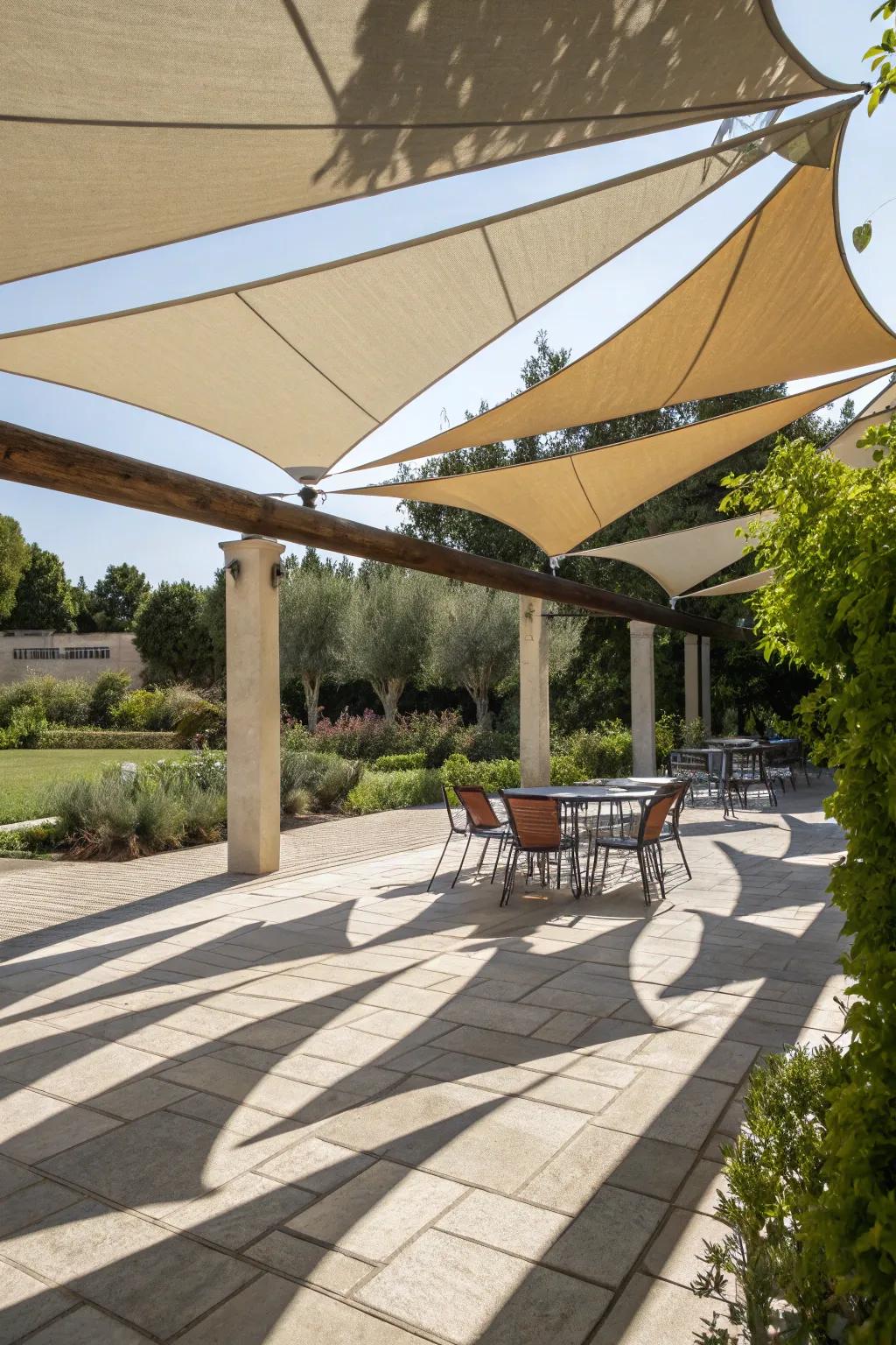 Add an artistic touch with sail awnings.