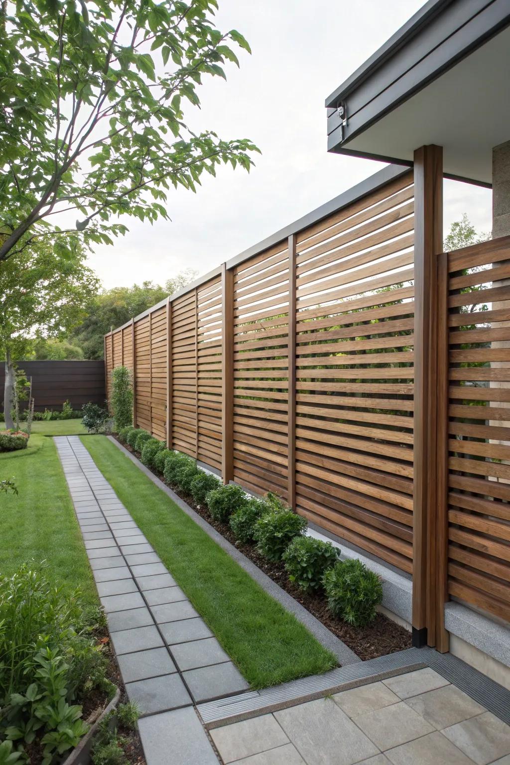 Modern wooden screens add a sleek touch to any garden.