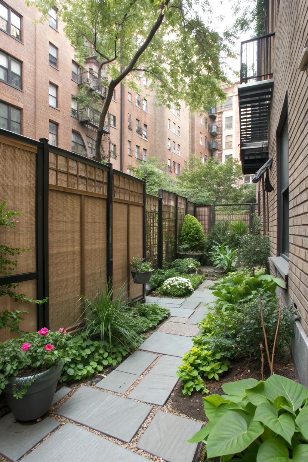Privacy screens create a secluded oasis in your garden.