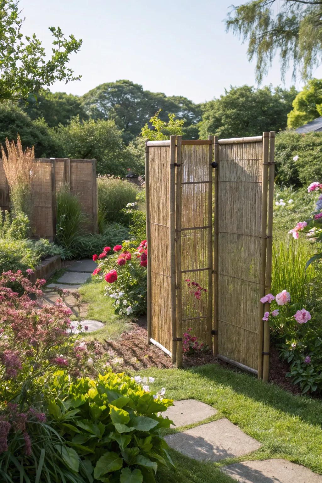 Reed screens offer a rustic and natural garden solution.