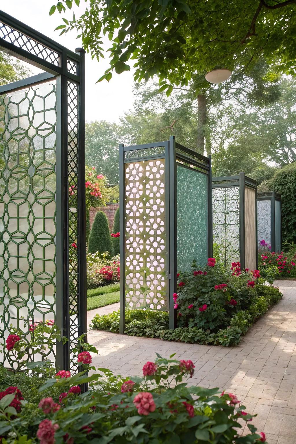 Glass screens add a modern and chic element to any garden.