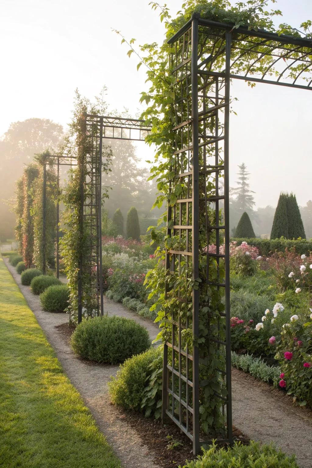 Trellis panels offer height and elegance to your garden.