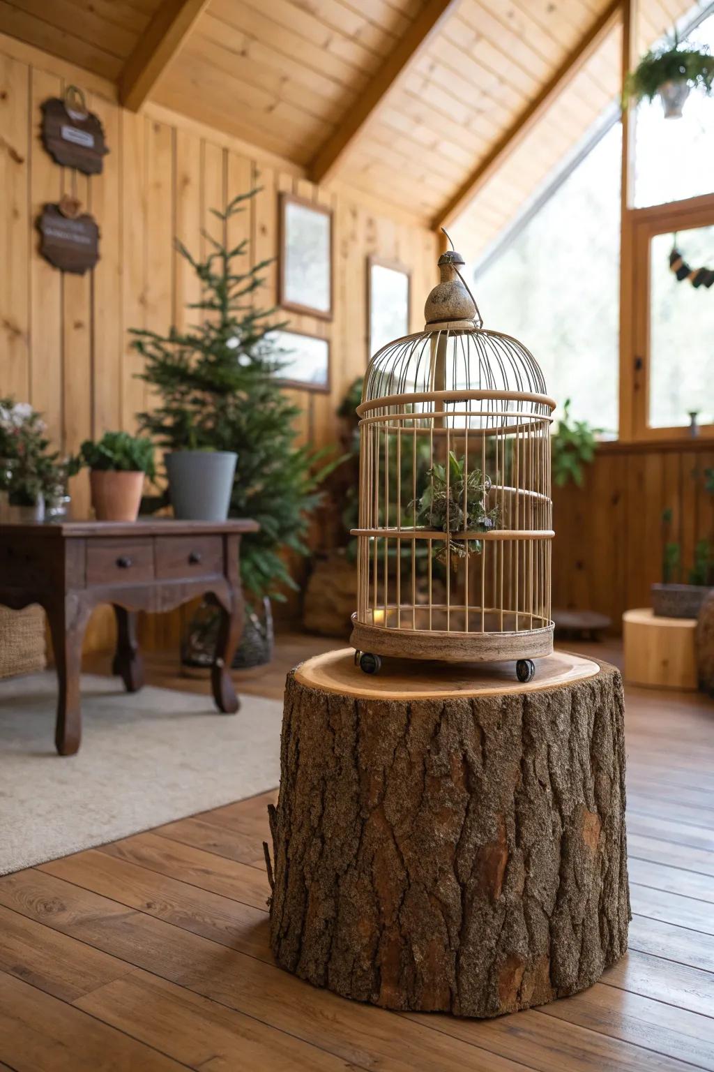 A polished tree stump brings a natural touch to your decor.