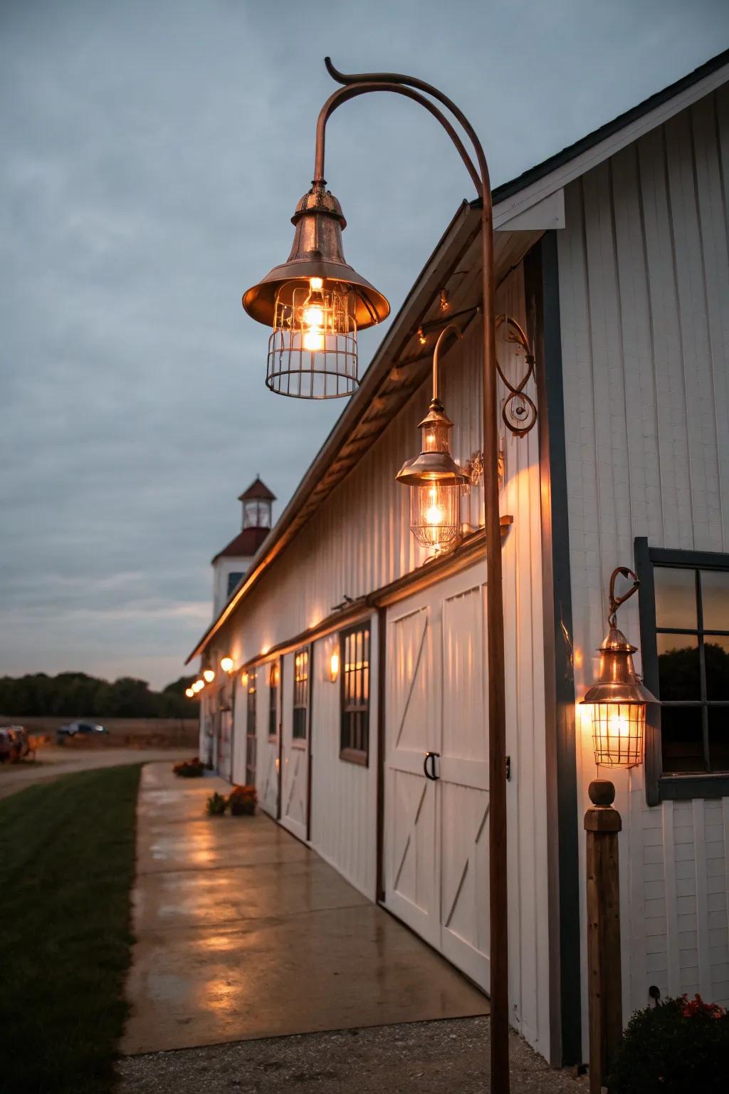 Copper fixtures provide elegance and timeless appeal.