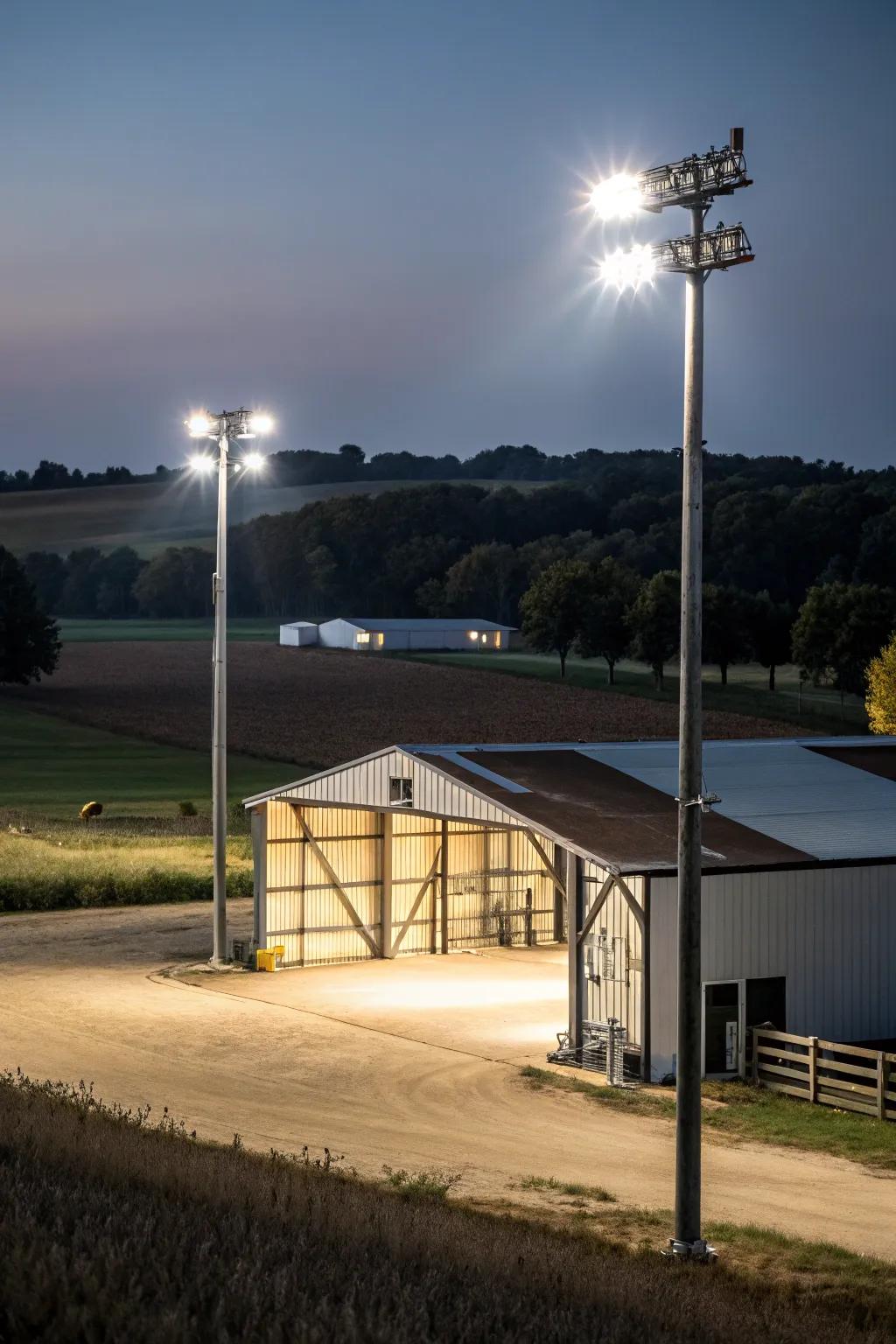 LED floodlights provide powerful illumination for expansive areas.