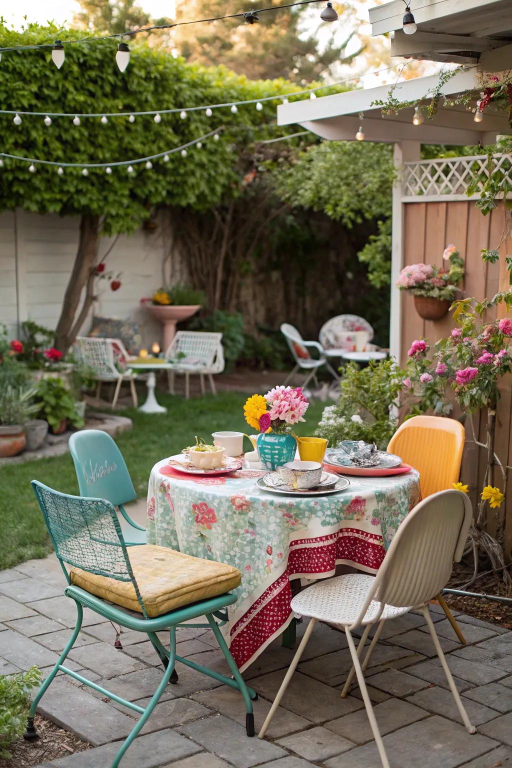 Vintage finds lend character and charm to your dining setup.