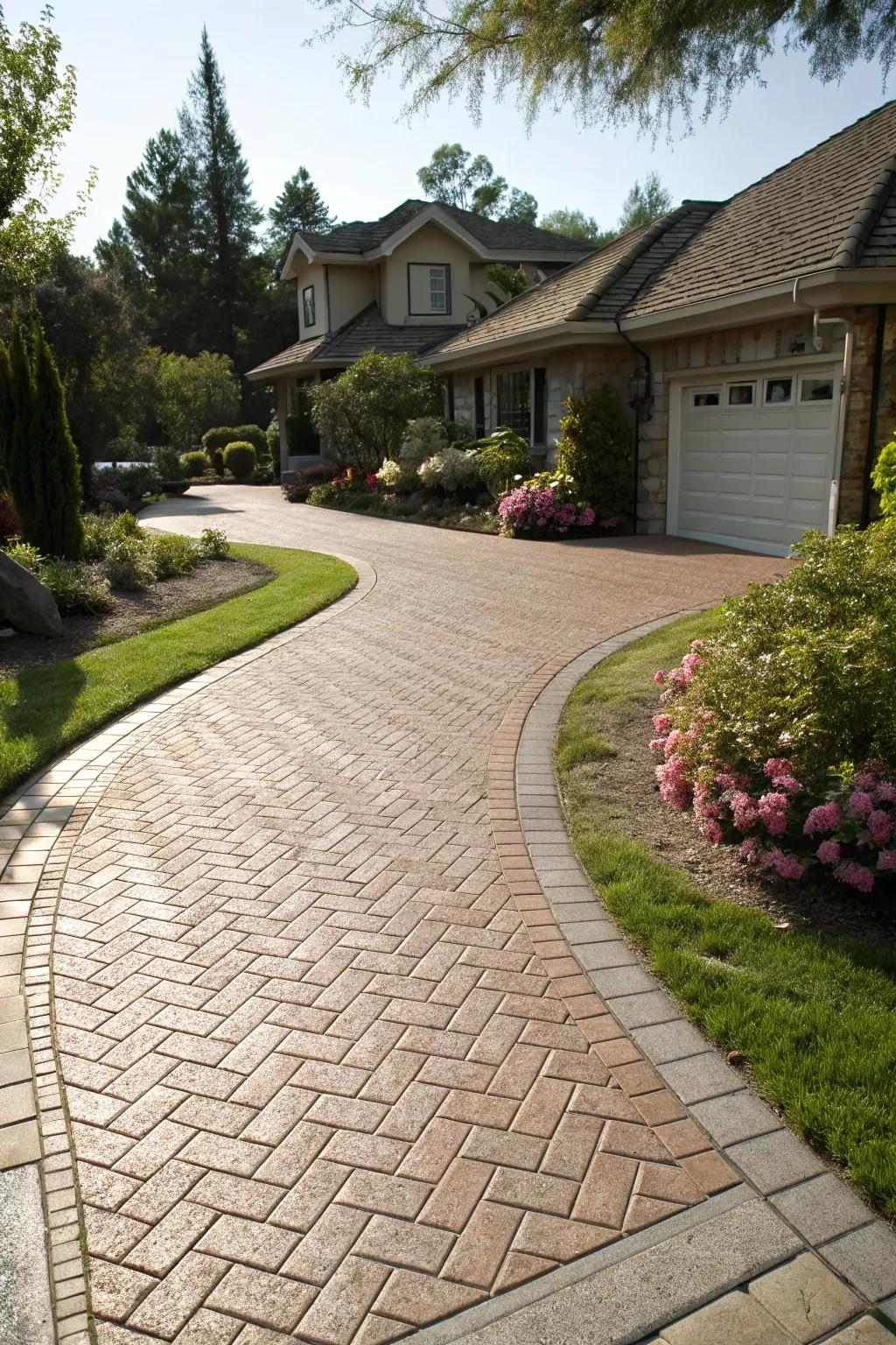 Driveway with textured, intricate finishes