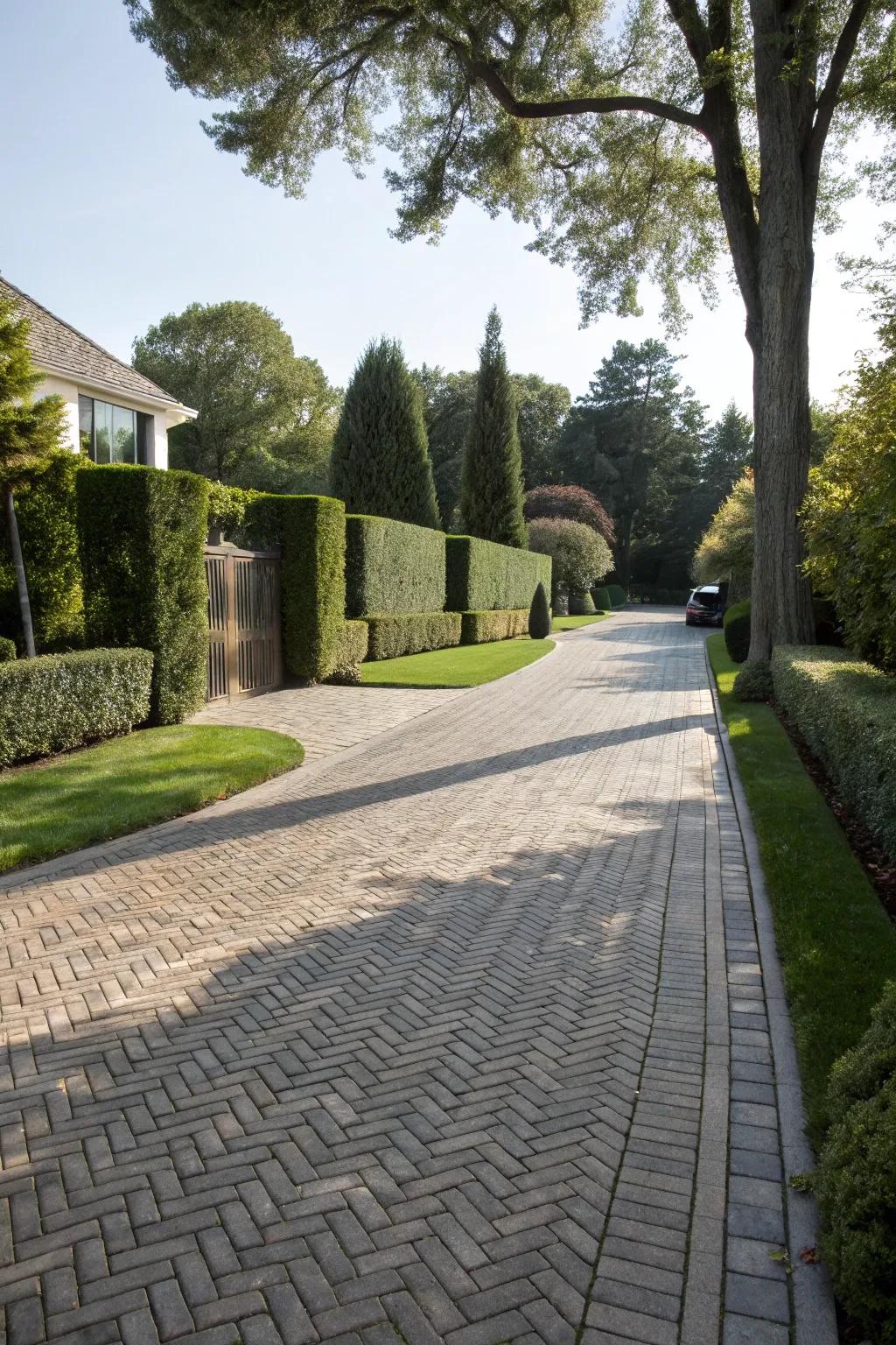 Refined herringbone driveway pattern
