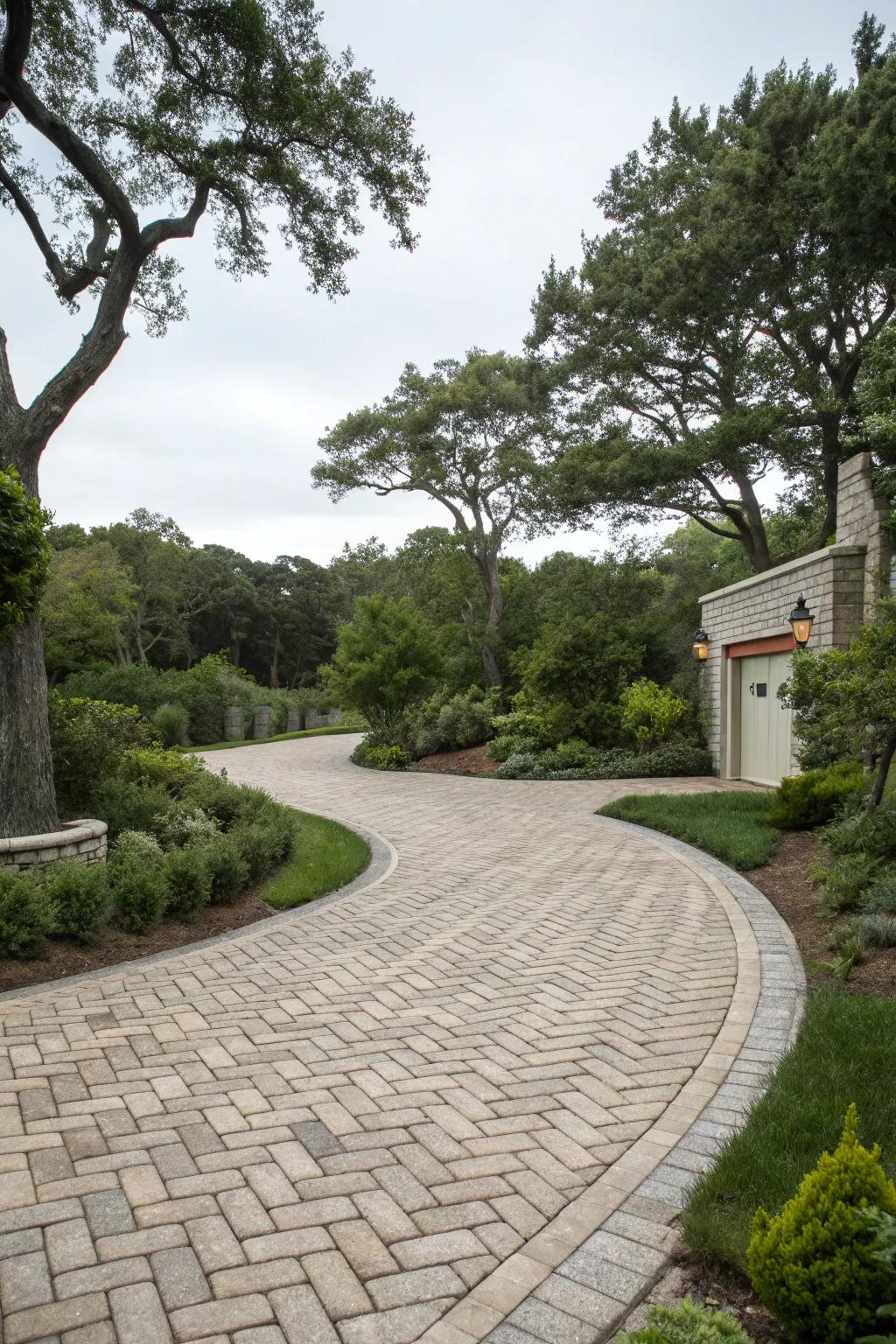 Elegant flagstone driveway