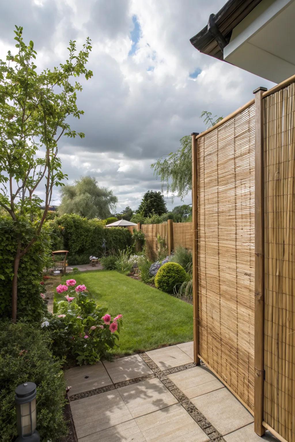Bamboo screens offer a sustainable privacy solution.