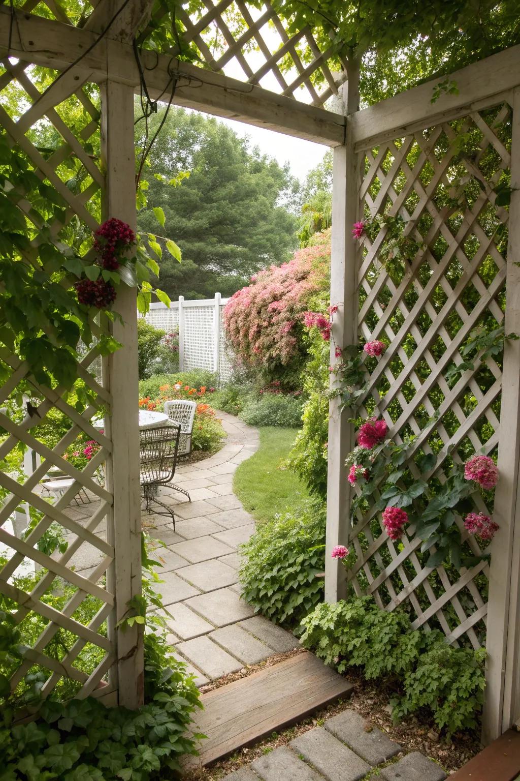 Lattice panels combine privacy with natural beauty.