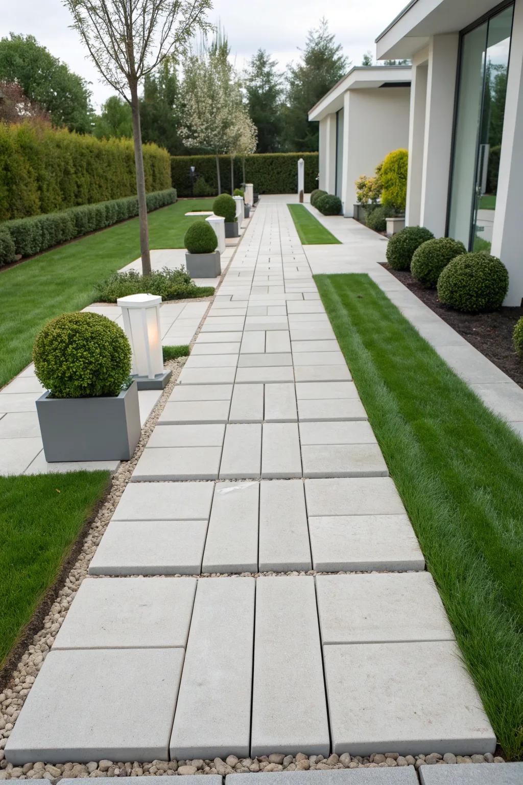 Rectangular pavers offer a sleek, modern look.