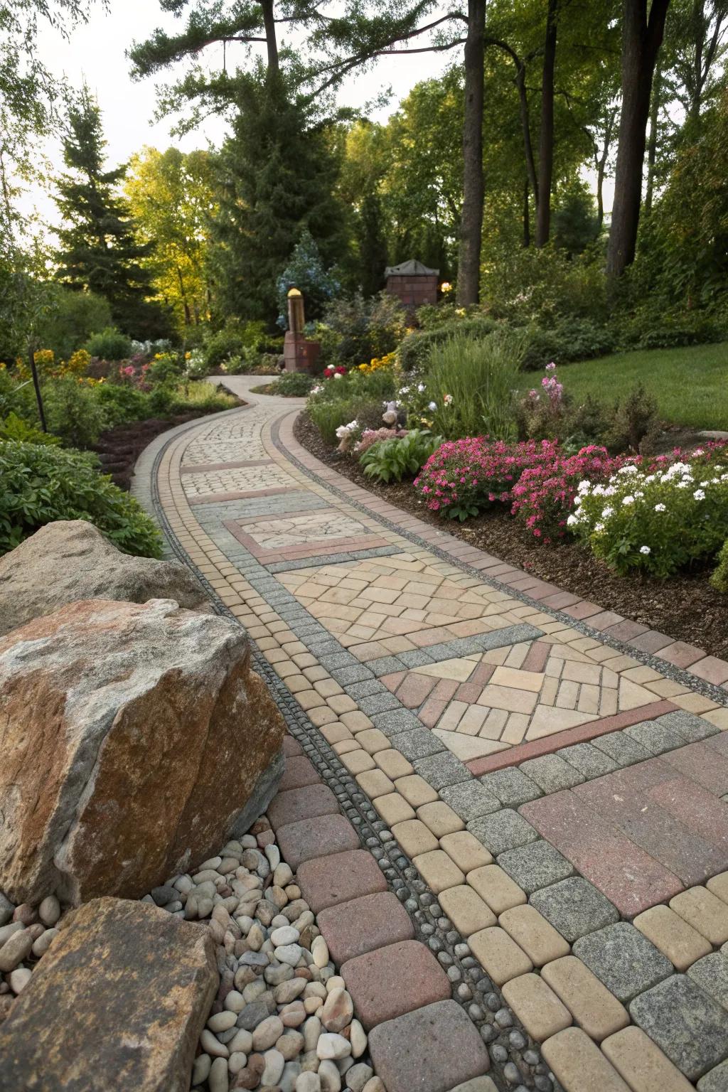 Mix materials for a personalized and eye-catching walkway.