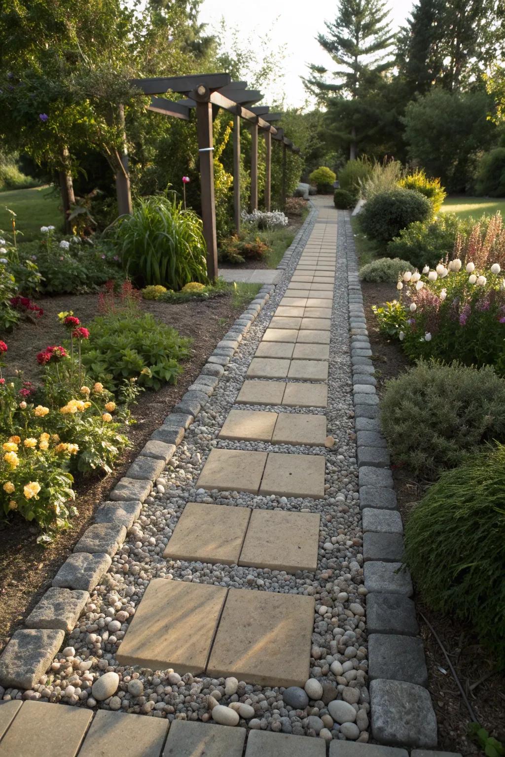 Gravel accents enhance both functionality and aesthetics.
