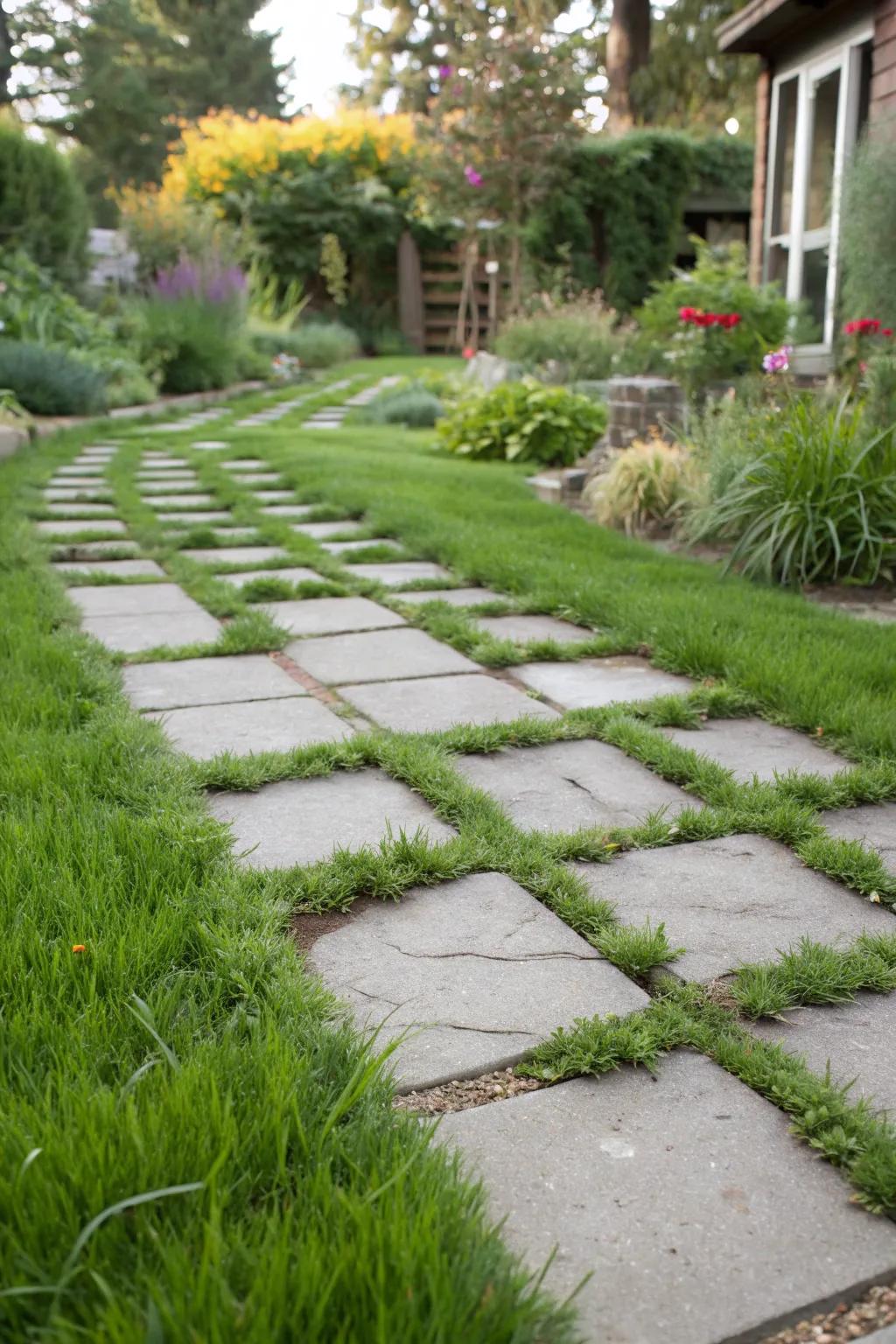 Grass pavers offer an eco-friendly and natural aesthetic.